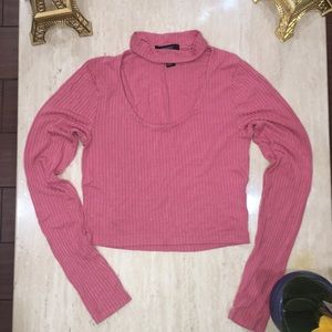 Pink long sleeve crop top/ Blouse